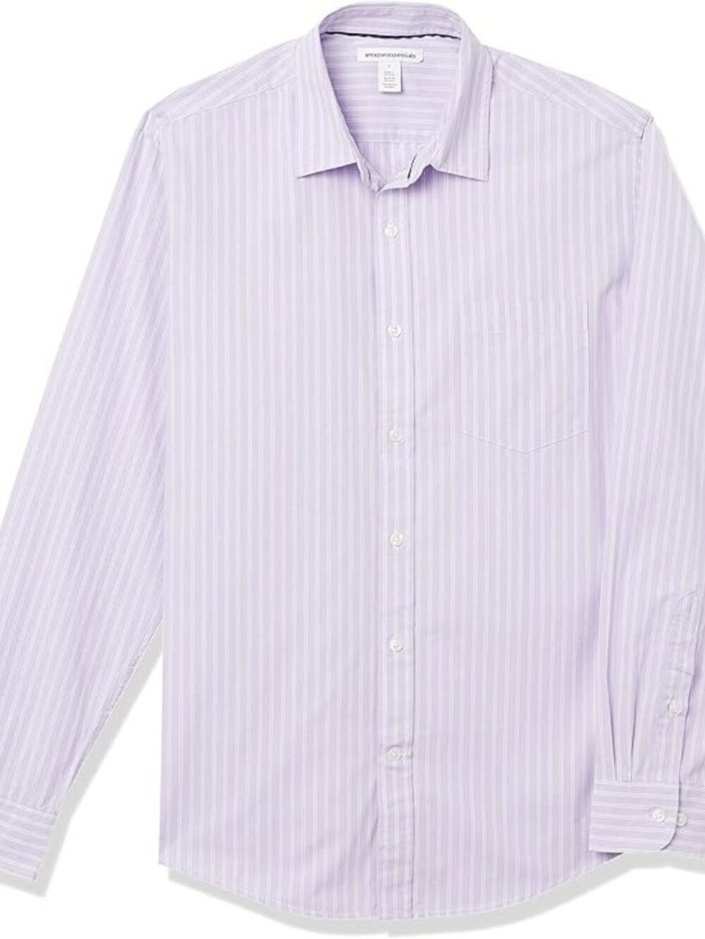 Amazon Essentials Men's Long-Sleeve Casual Poplin Shirt -M Lavender White stripe